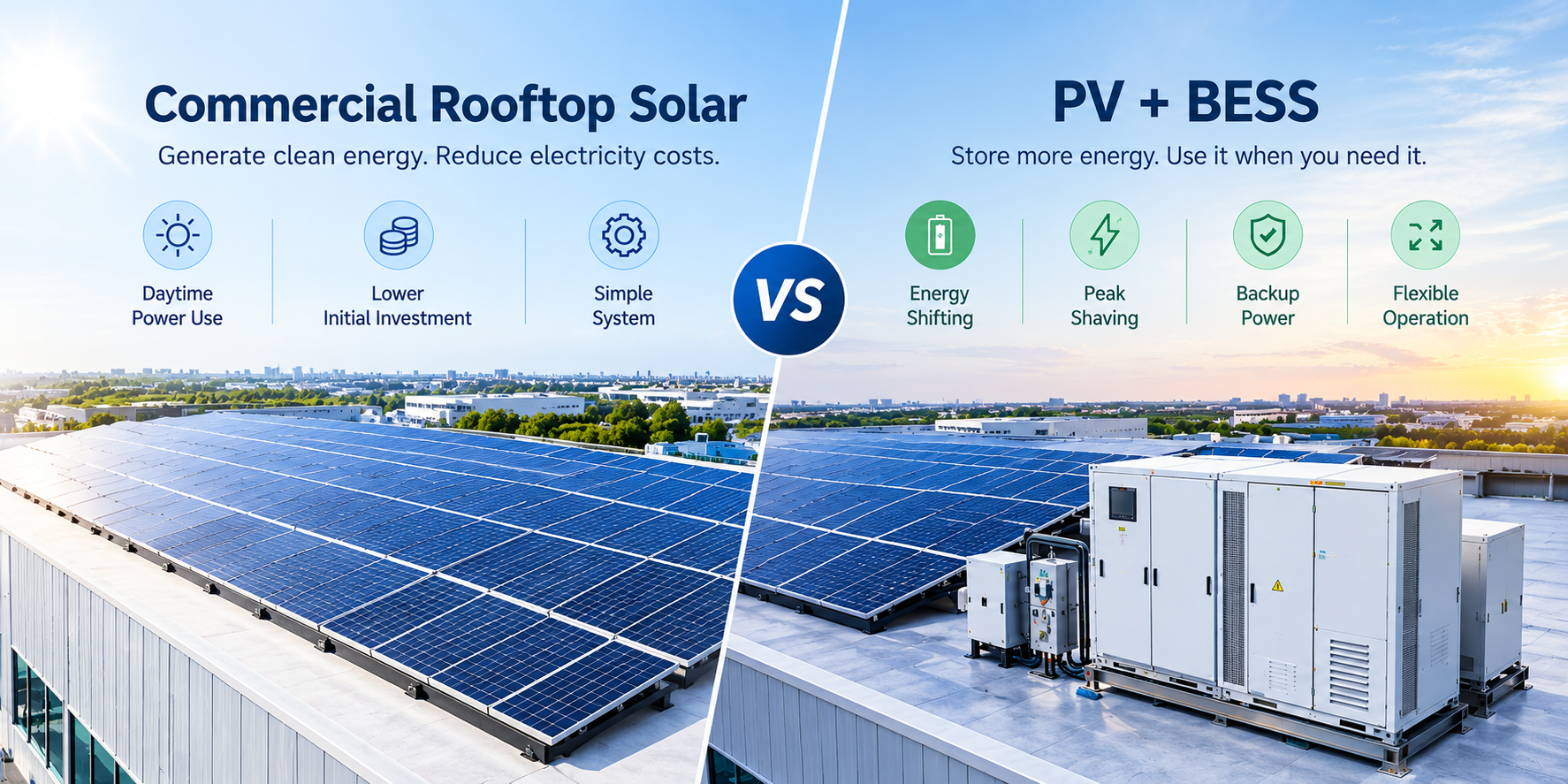 Commercial Rooftop Solar vs PV + BESS: Which System Configuration Fits Your Project?